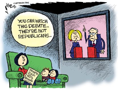 Political Cartoon U.S. Democrat Debate