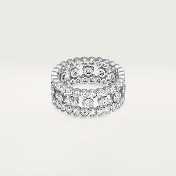 Broderie De Cartier Ring, Triple Row, Diamonds