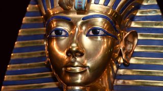 A close-up view of King Tut's iconic death mask