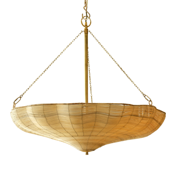 Pooky Lighting, Larger Flower Pendant in Natural Rattan