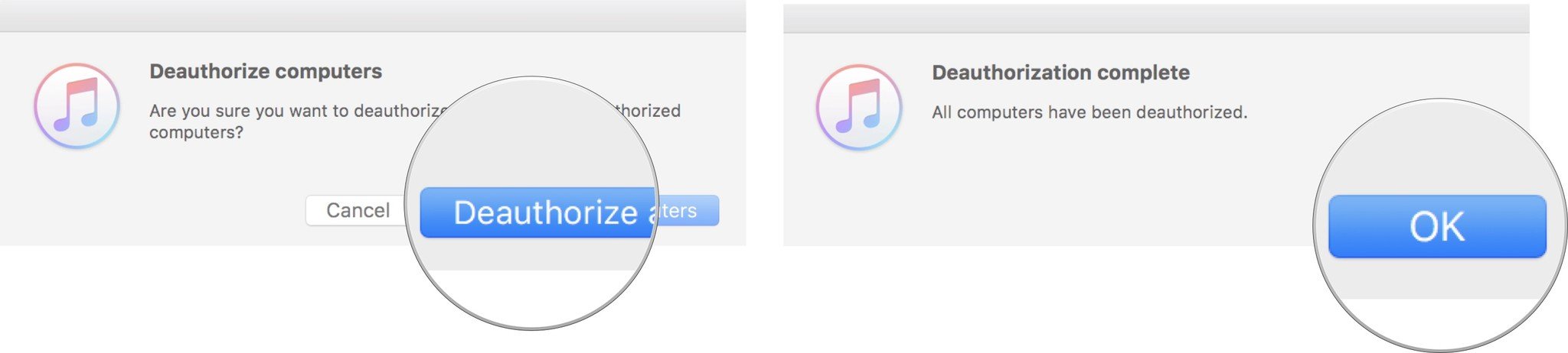 Confirm deauthorization