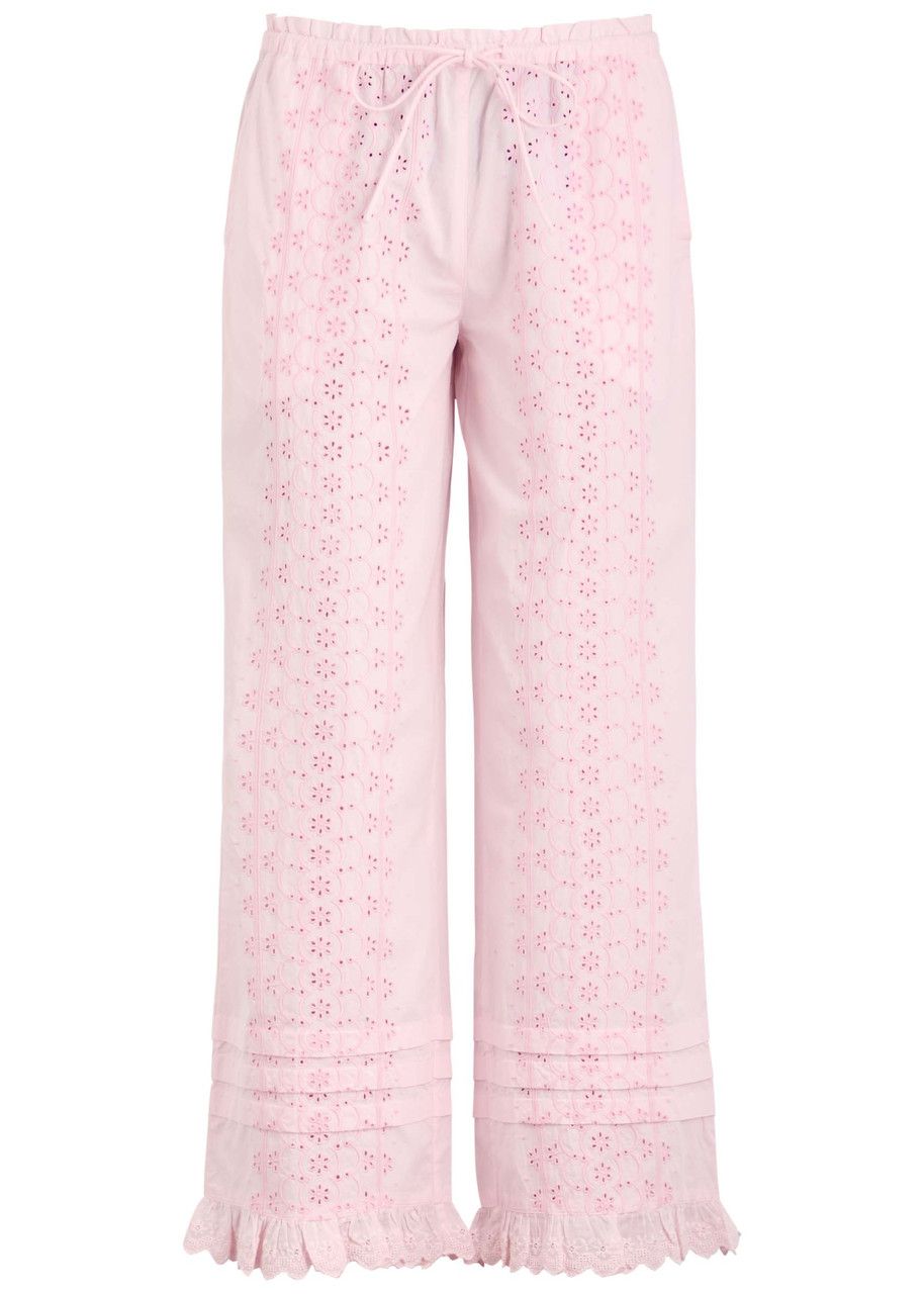 Lucinda Broderie-Anglaise Cotton Trousers