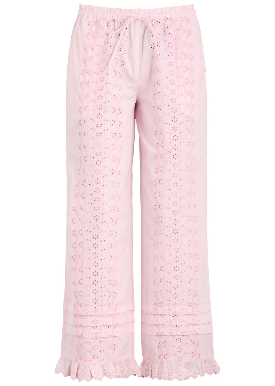Lucinda Broderie-Anglaise Cotton Trousers