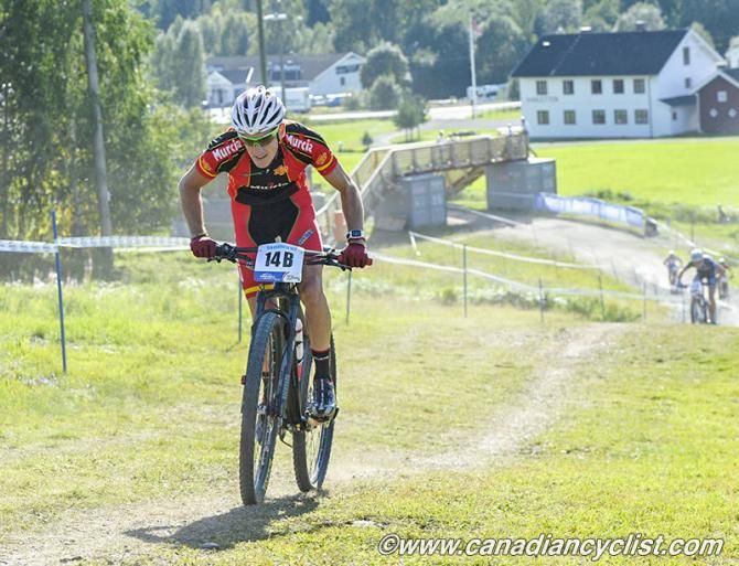 Spain's Pablo Rodriguez in 3rd at the start of lap 2