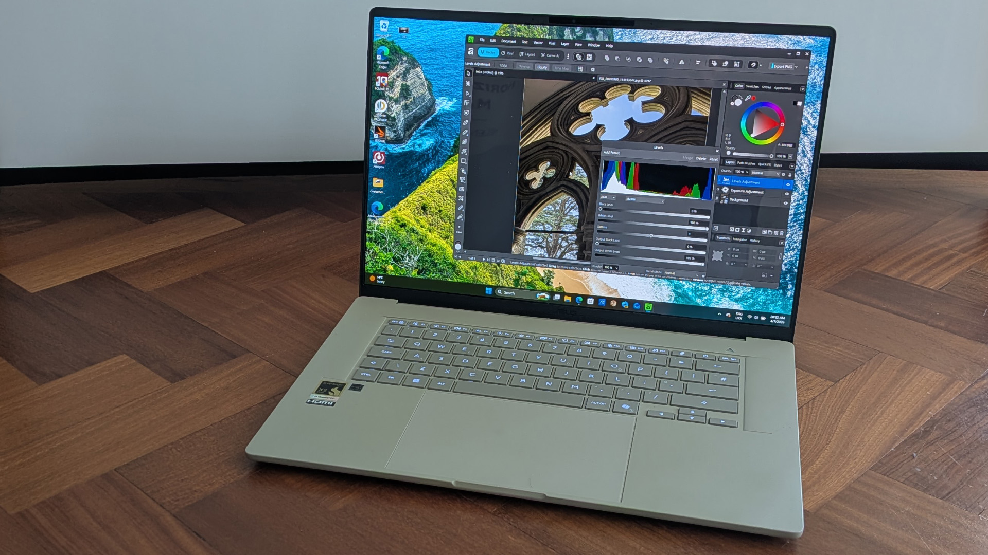 The Asus Zenbook A16 on a desk