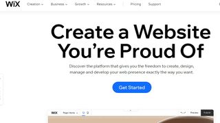 Wix's homepage