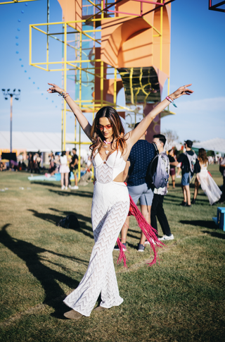 Alessandra Ambrosio attends the 2022 Coachella Valley Music and Arts Festival weekend 1 day 1 on April 15, 2022 in Indio, California
