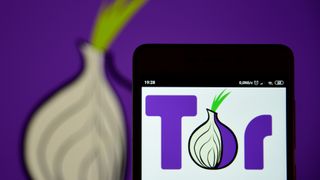 The Tor browser logo displayed on a smartphone