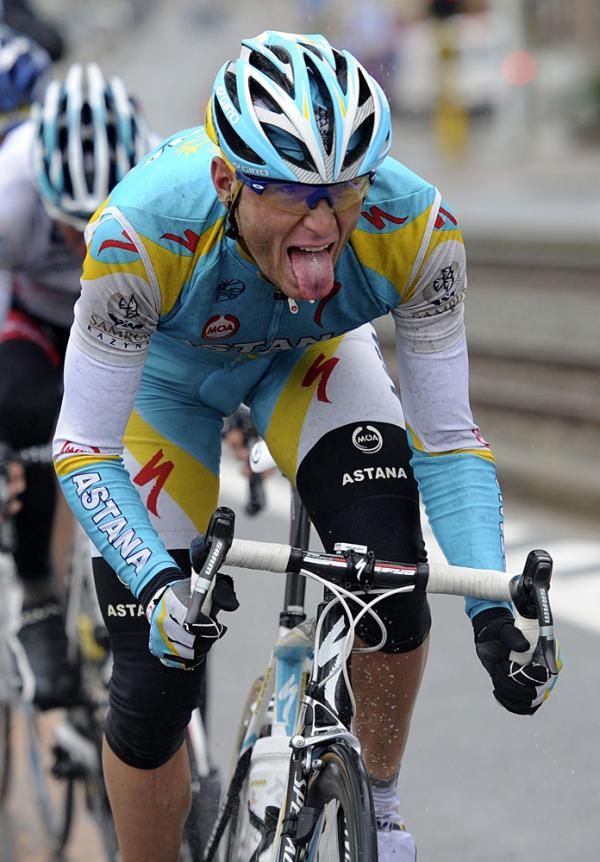 Astana's Andrey Grivko put in a big effort to try and take the overall lead.