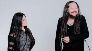 Evanescence’s Amy Lee and Korn’s Jonathan Davis laughing together