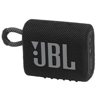 A small black rectangular speaker with JBL written on the front