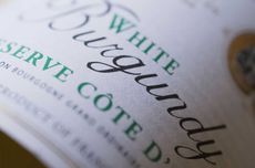 A close up of white Burgundy wine label