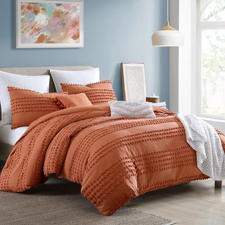tufted orange bedding set