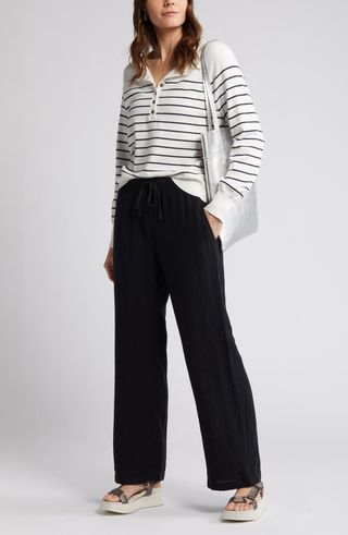 Drawstring Straight Leg Linen Pants