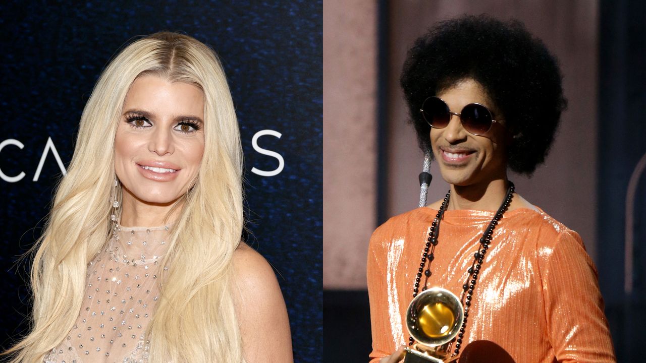 Jessica Simpson in 2023; Prince in 2015