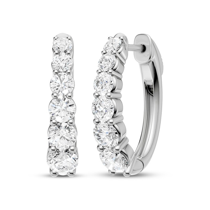 kay, Kay Lab-Grown Diamonds Graduated Hoop Earrings 2 Ct Tw 10k White Gold