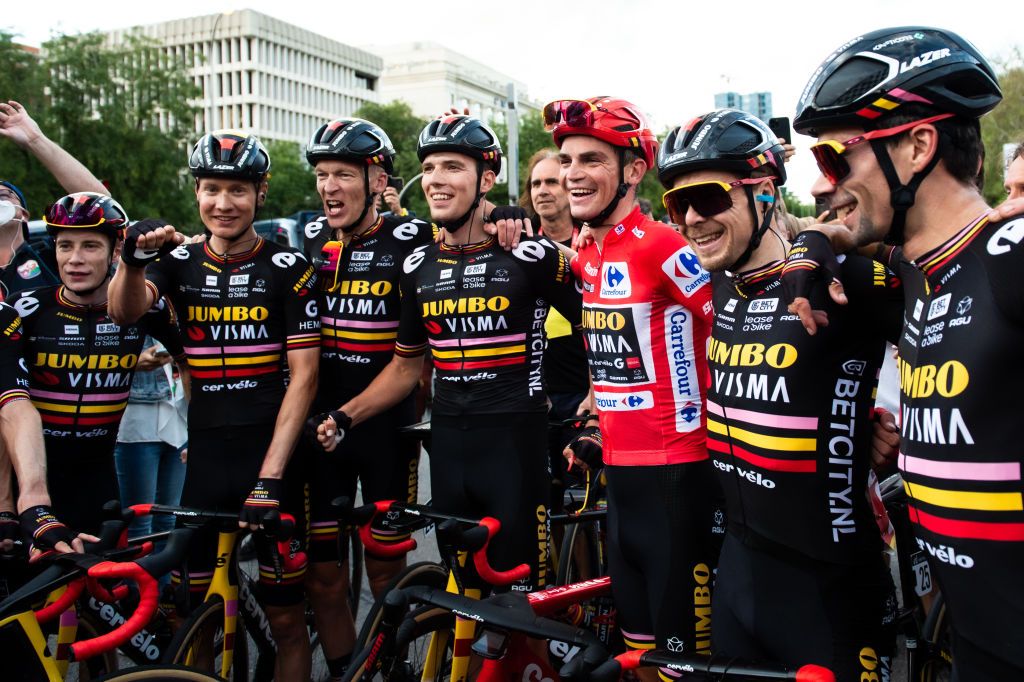 Jumbo-Visma celebrate Sepp Kuss&#039; Vuelta a España victory in Madrid