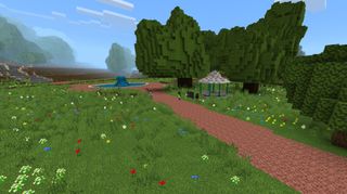A park in Preston rendered in Minecraft