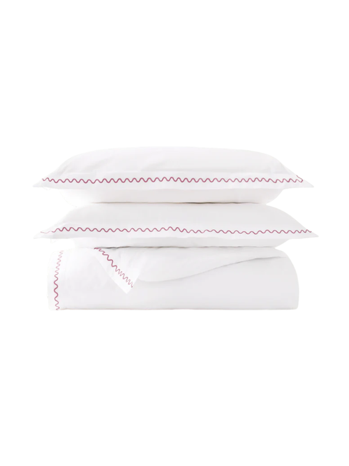 Wave Embroidery Duvet Cover Set in Pink