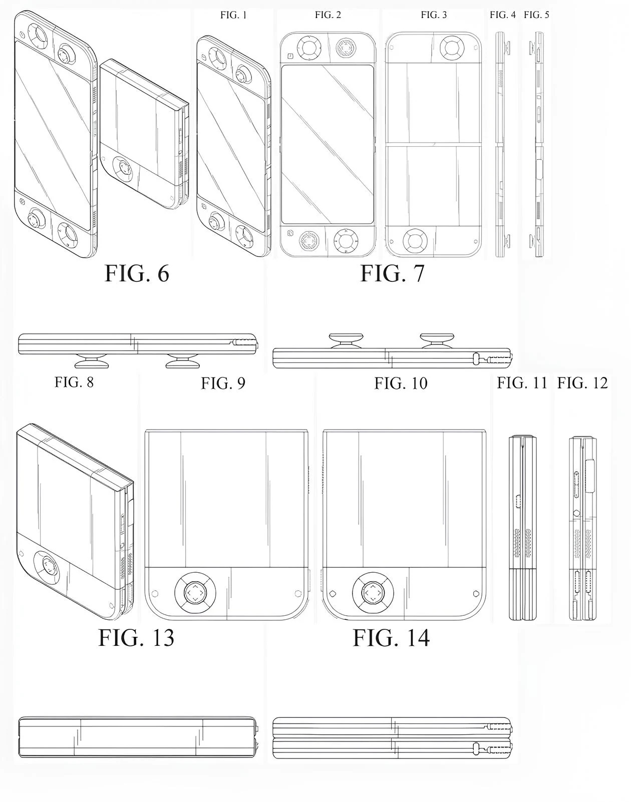 Patent drawings of a foldable gaming handheld console from Samsung