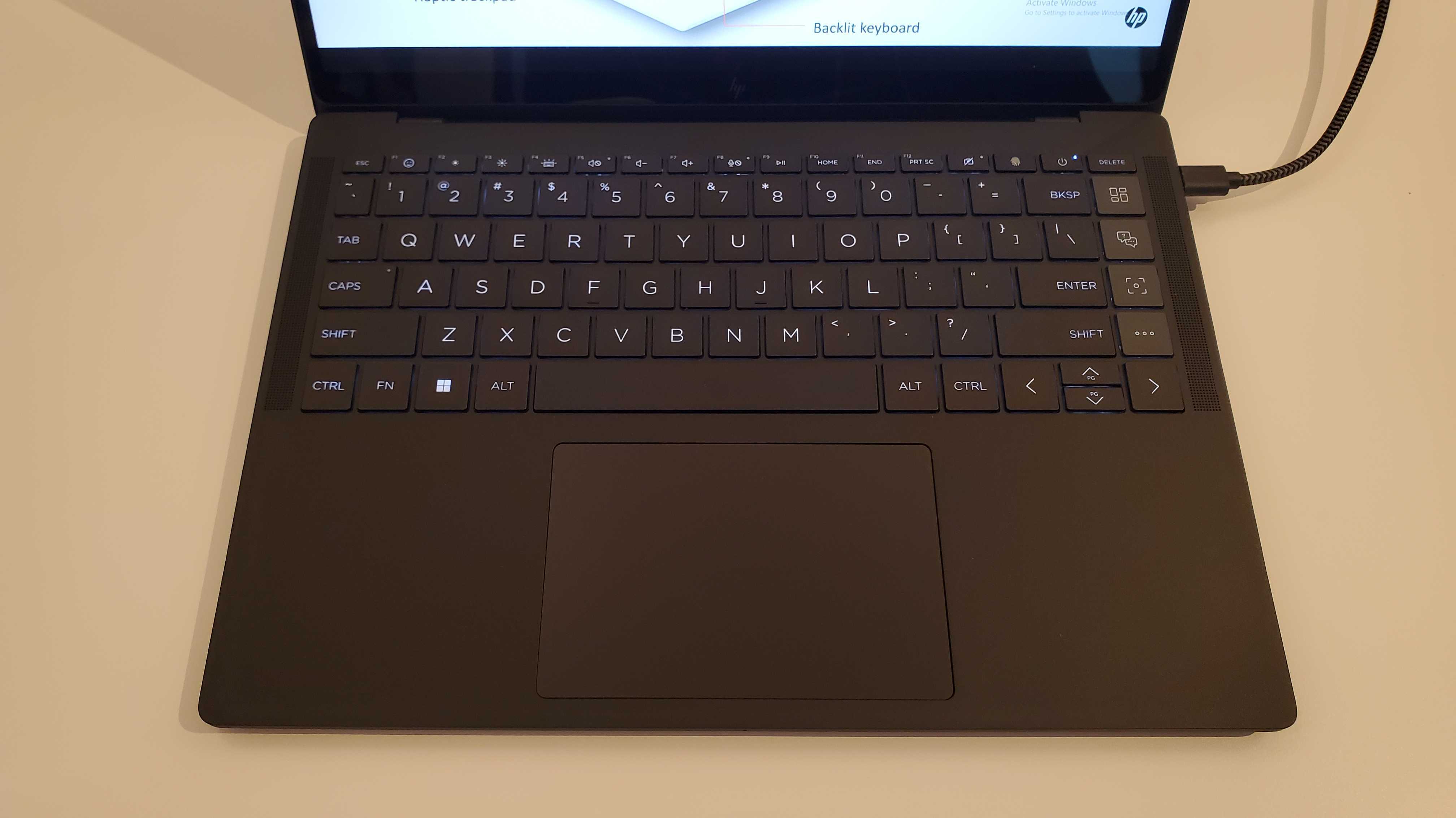 black HP Dragonfly Pro keyboard