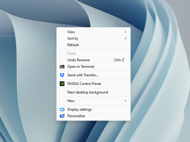 Ancien menu contextuel de Windows 11