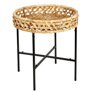 tray shaped top side table with black stand