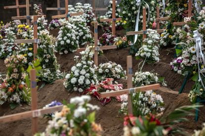 The graves of Sri Lankan bombing victims.