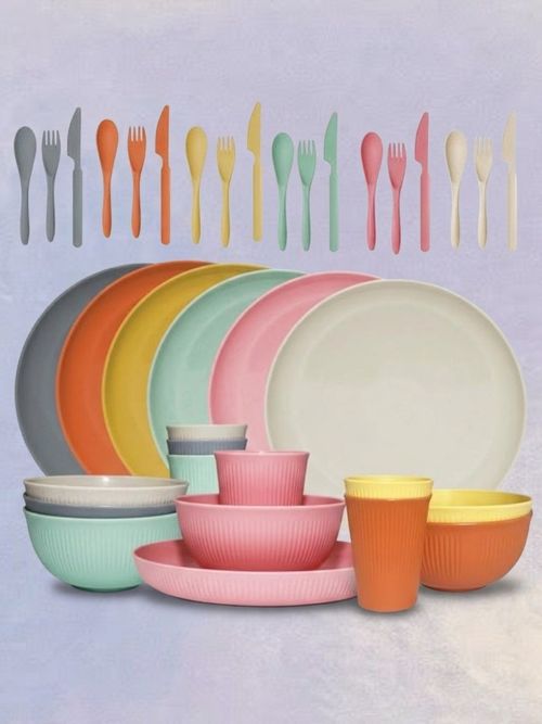 36 Pcs Wheat Straw Dinnerware Set
