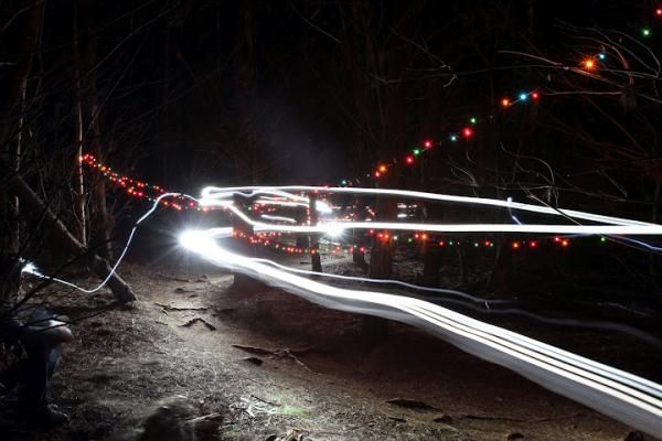 Lights along the singletrack
