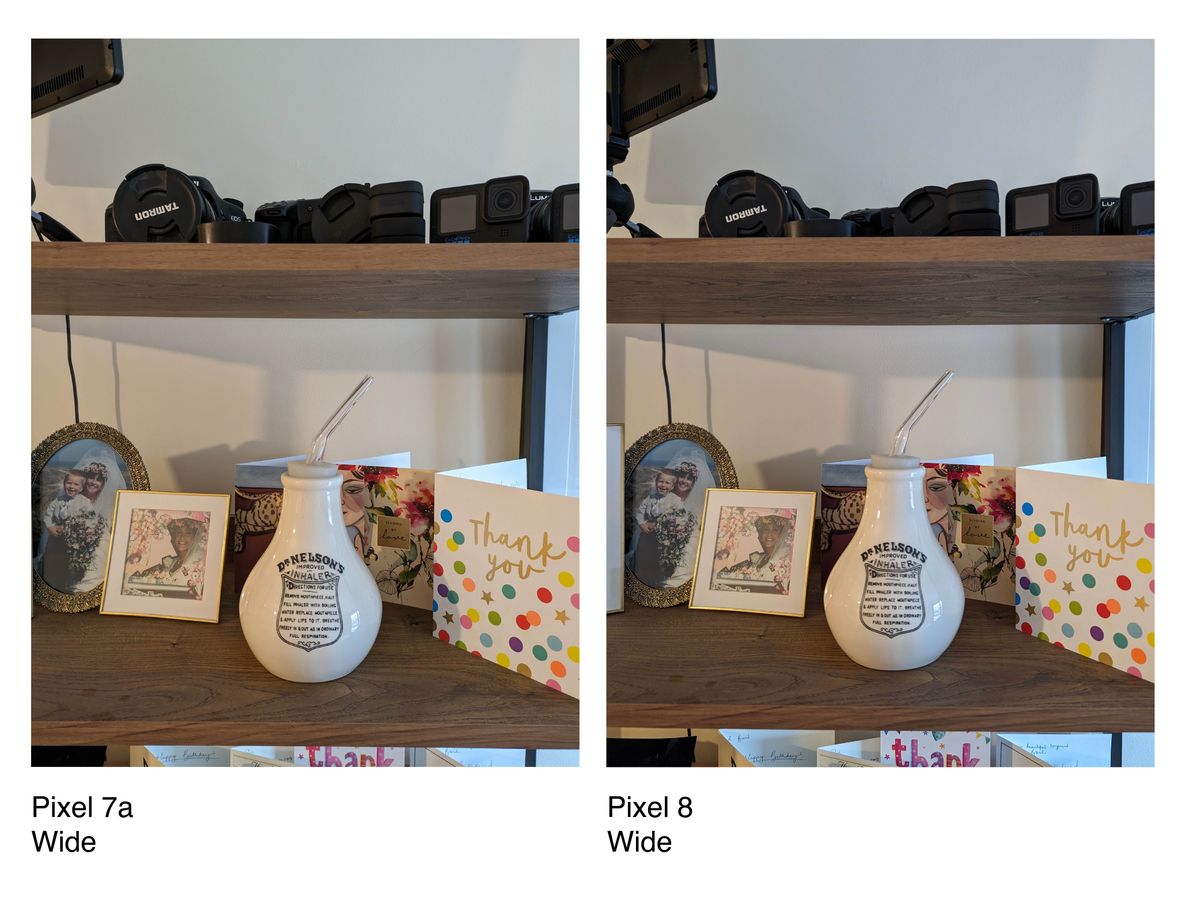 Comparison photos captured on the Google Pixel 7a and Pixel 8