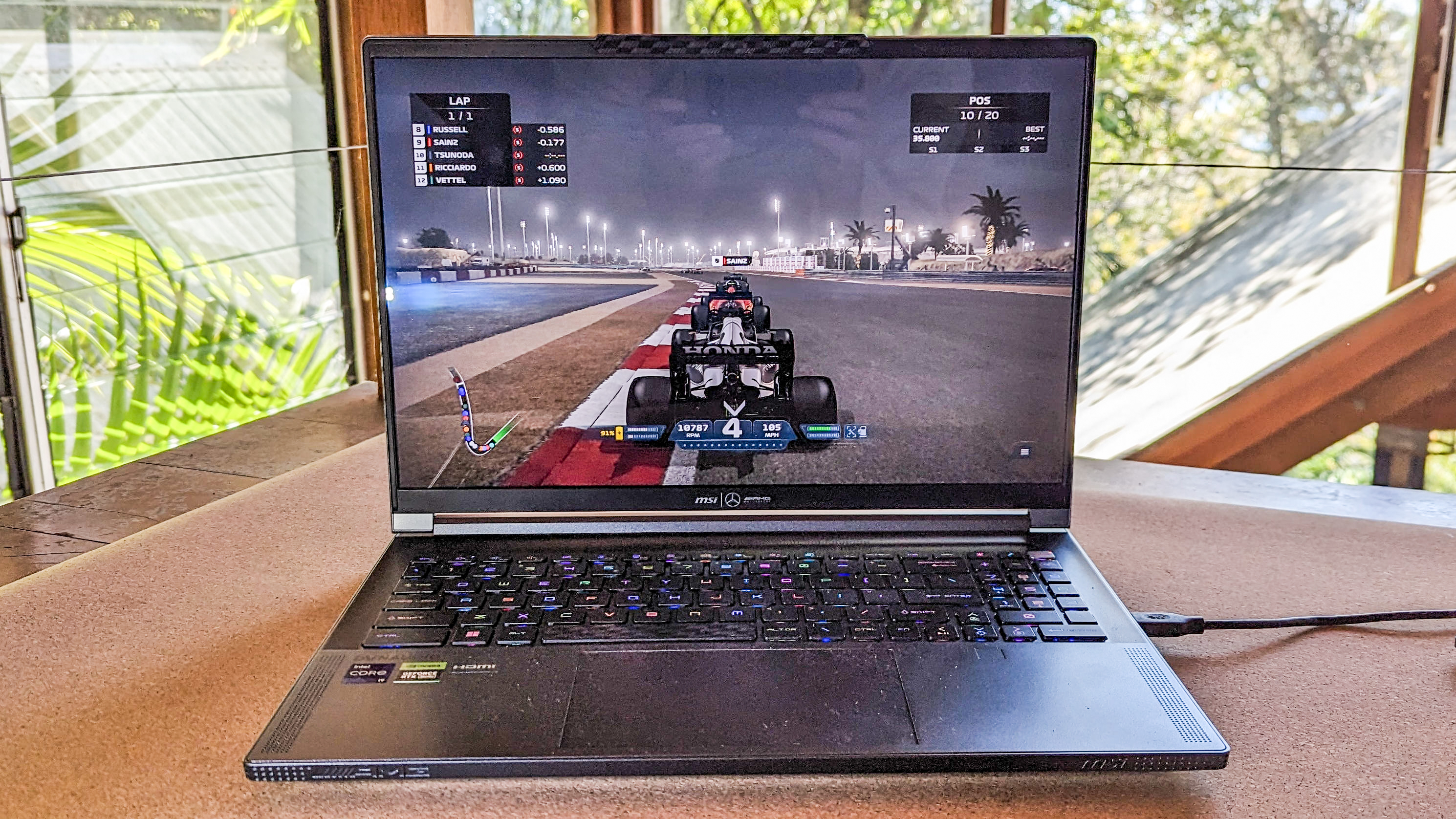 MSI laptop on yoga mat