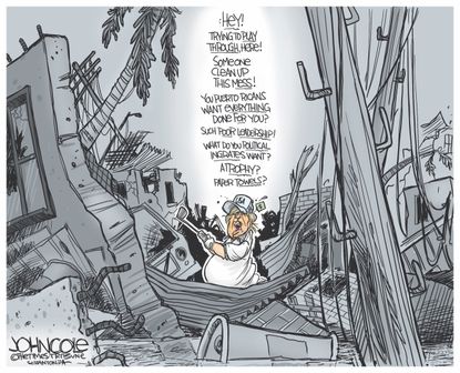 Political cartoon U.S. Trump Puerto Rico hurricane