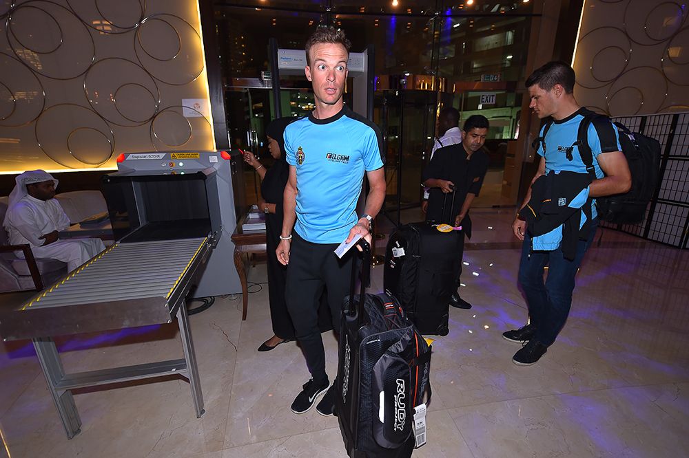 Belgium's Iljo Keisse arrives at the team hotel on Doha before the Worlds road race