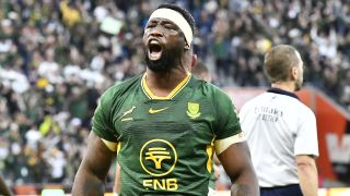 Siya Kolisi of South Africa scores a try during the Castle Double Malt Rugby's Greatest Rivalry, 2nd Test match against New Zealand at DHL Stadium on August 29, 2026 in Cape Town, South Africa