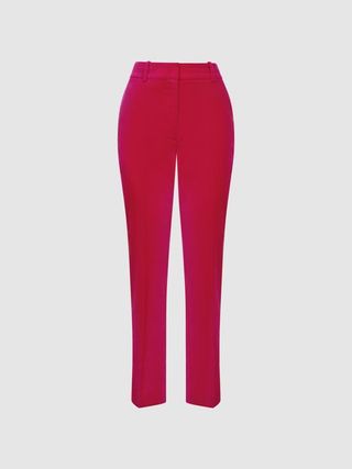 Reiss Pink Rosa Petite Velvet Tapered Suit Trousers