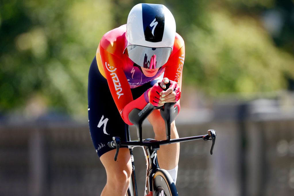 LEUVEN BELGIUM SEPTEMBER 07 Demi Vollering of The Netherlands and Team SD Worx sprints during the 25th Simac Ladies Tour 2023 Stage 2 a 71km individual time trial from Leuven to Leuven UCIWWT on September 07 2023 in Leuven Belgium Photo by Bas CzerwinskiGetty Images
