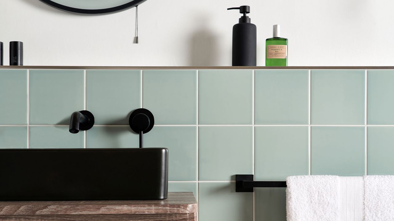 bathroom with vanity and sink and paint bathroom tiles