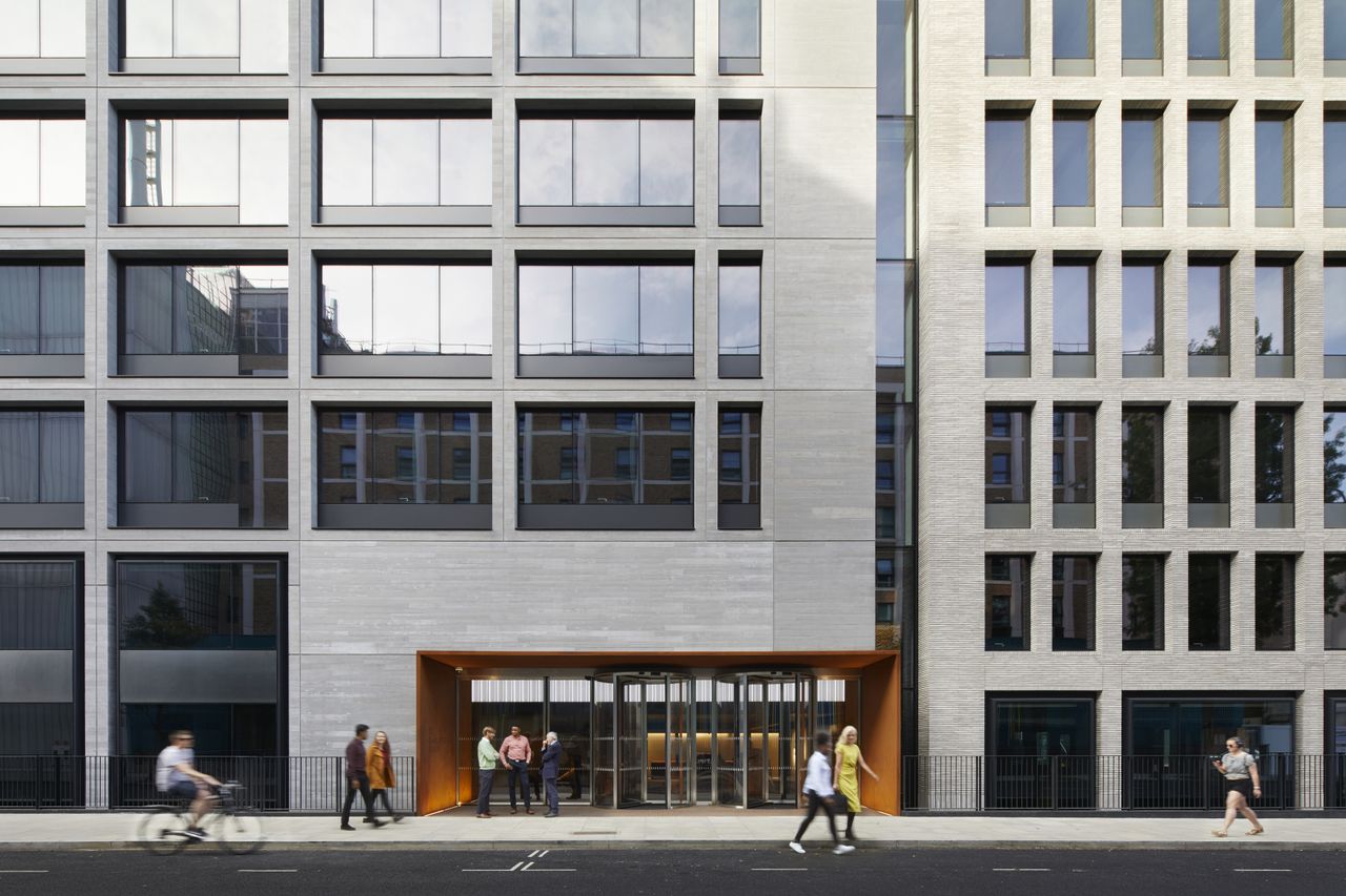 entrance facade at 80 Charlotte Street by Make and Derwent