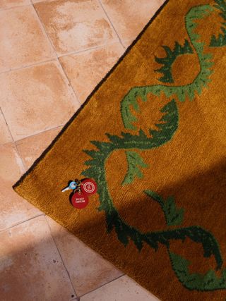 close up of rug detail with keys
