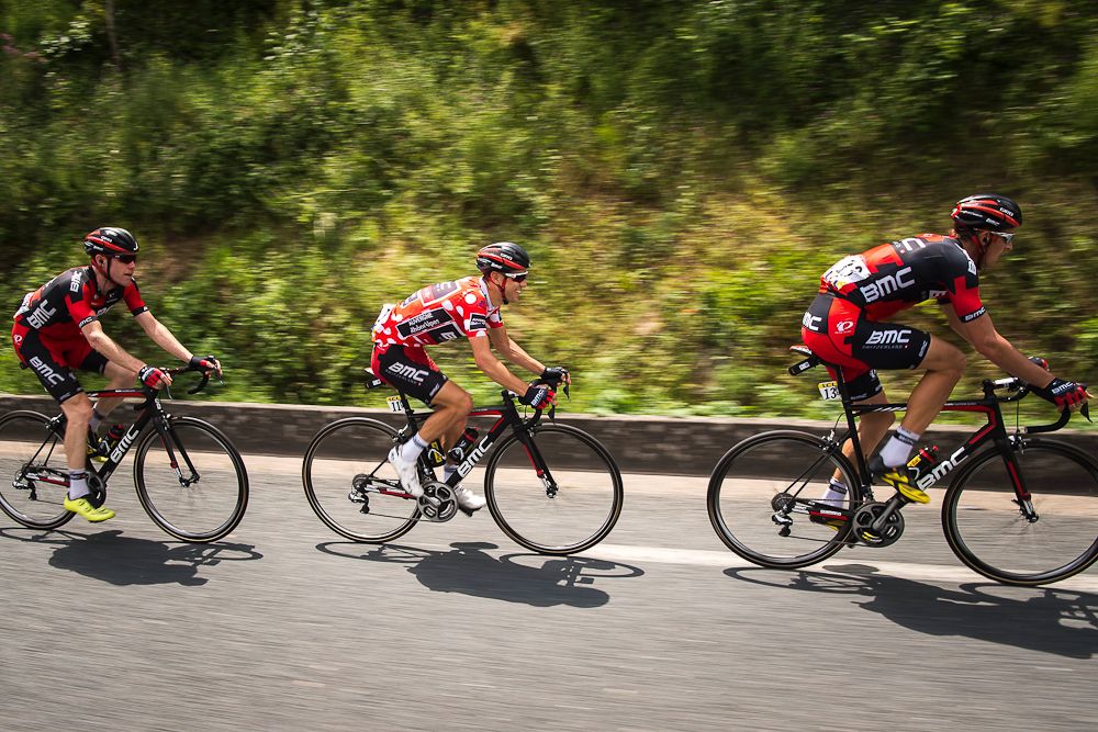 Richie Porte in the polka dot jersey during stage 2 at the Criterium du Dauphine