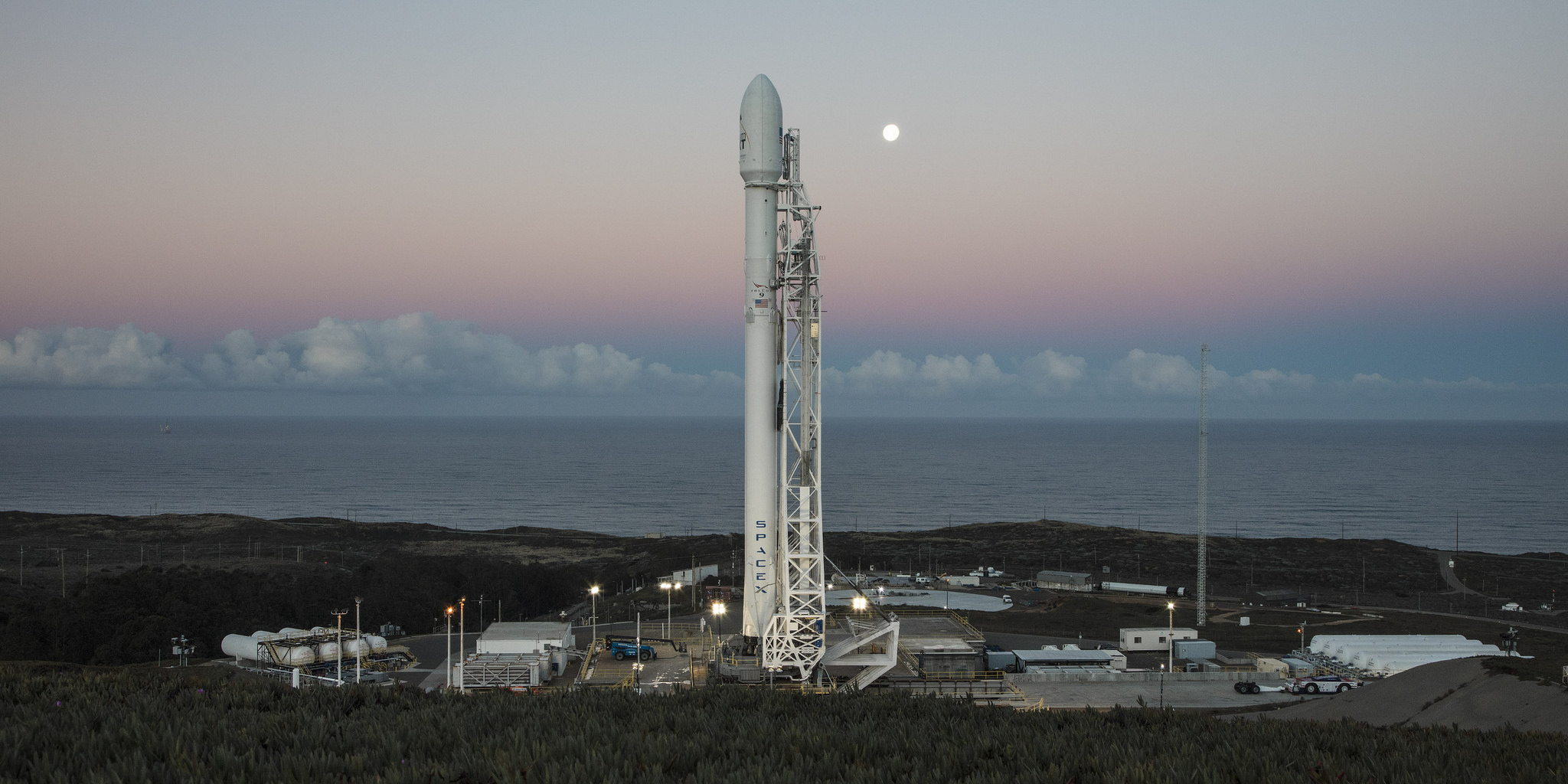 A SpaceX Falcon 9 rocket stands atop Space Launch Complex 4E at Vandenberg Air Force Base in California in this file photo. SpaceX&#039;s next Falcon 9&#039;s launch is now aimed for Feb. 21, 2018.