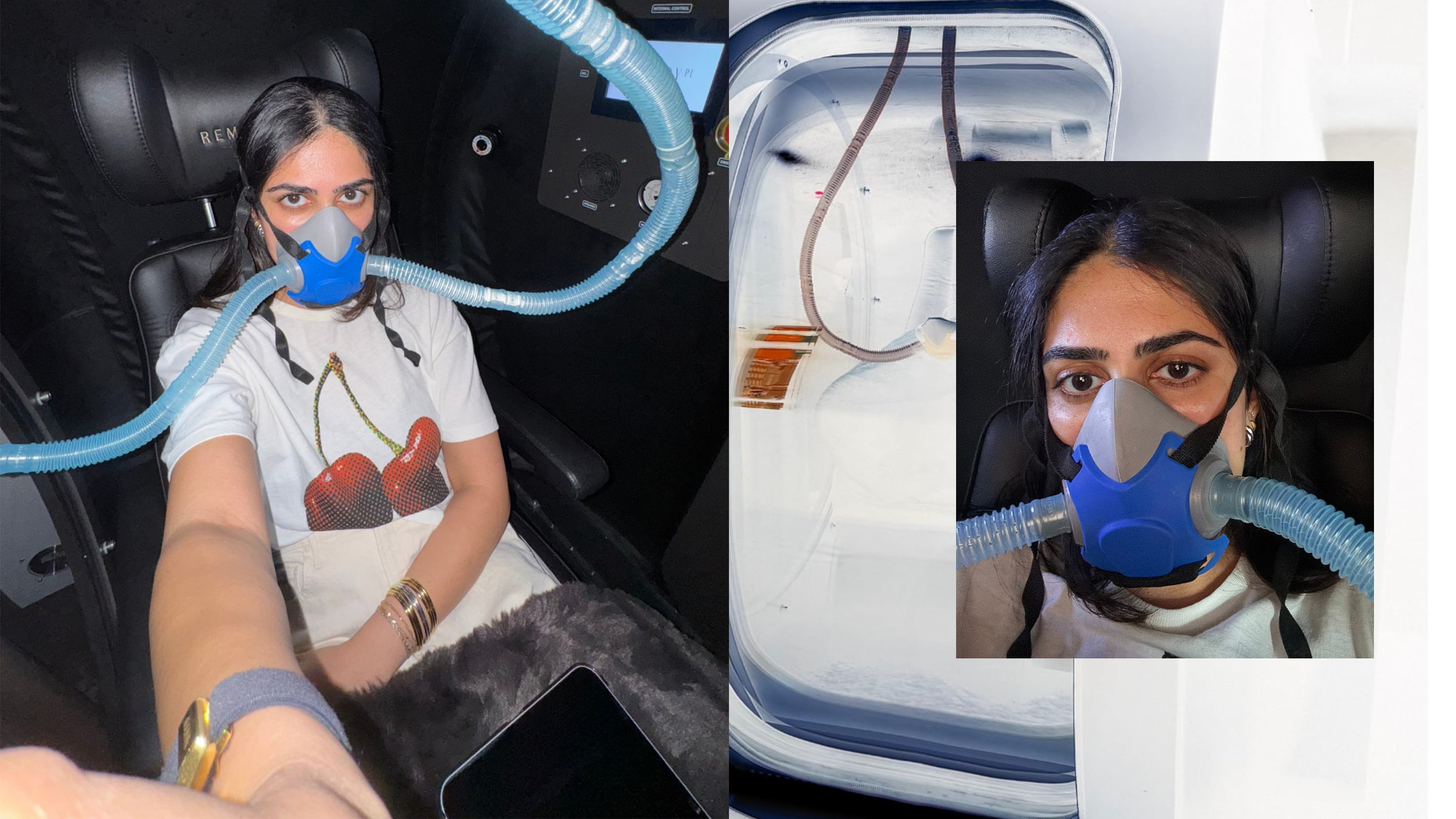 Iman Balagam in a hyperbaric oxygen therapy chamber