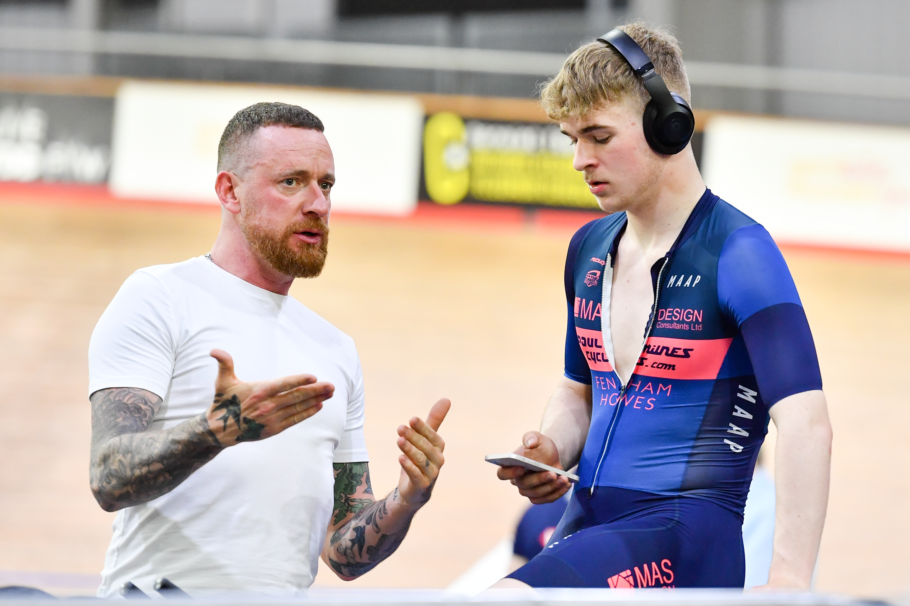 Bradley Wiggins with son Ben at the 2022 British Track Championships