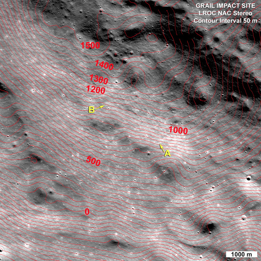 Topographic Map of GRAIL Impact Area