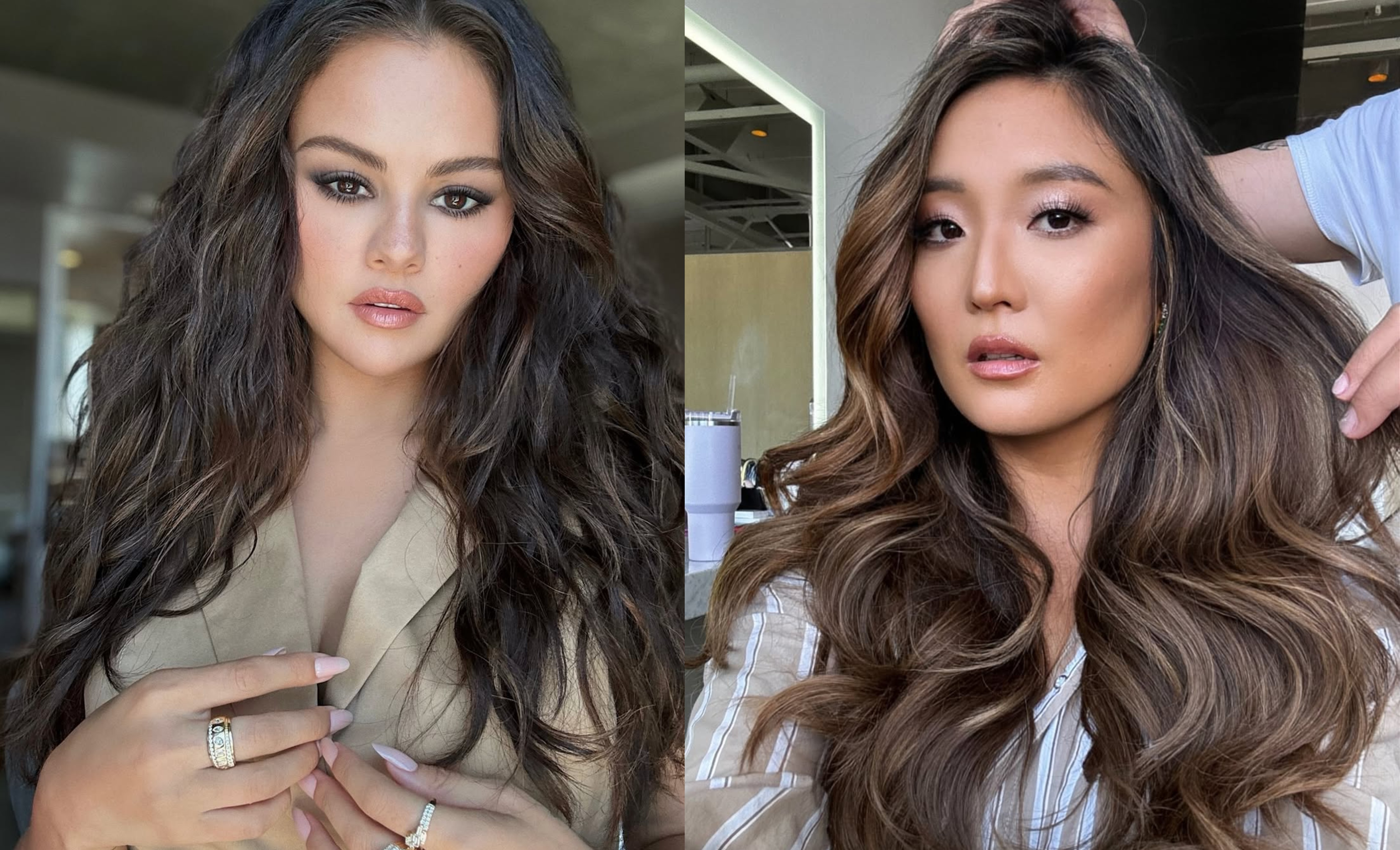 Collage of women with ash-brown hair.