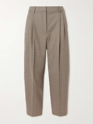 Pleated Houndstooth Wool Tapered Pants