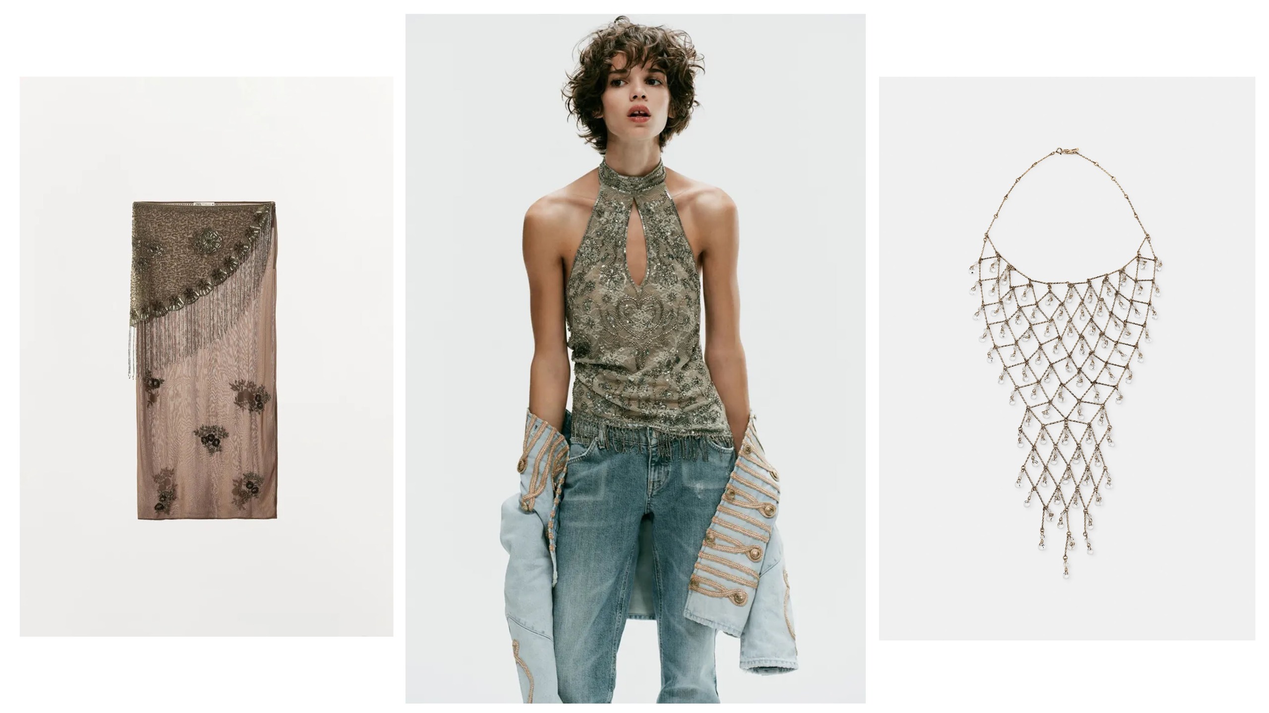 Various glitzy pieces from Zara.