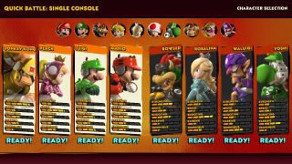 Character selection in Mario Strikers: Battle League