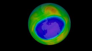 The Antarctic ozone hole reached its peak extent on Sept. 20, 2020, at 9.6 million square miles (24.8 million square kilometers). It was the 12th-largest ozone hole on record.
